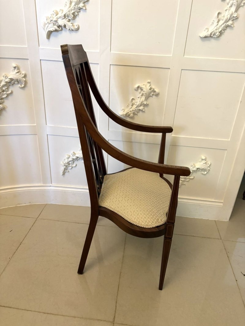 Unusual Antique Victorian Inlaid Mahogany Armchair - Image 2